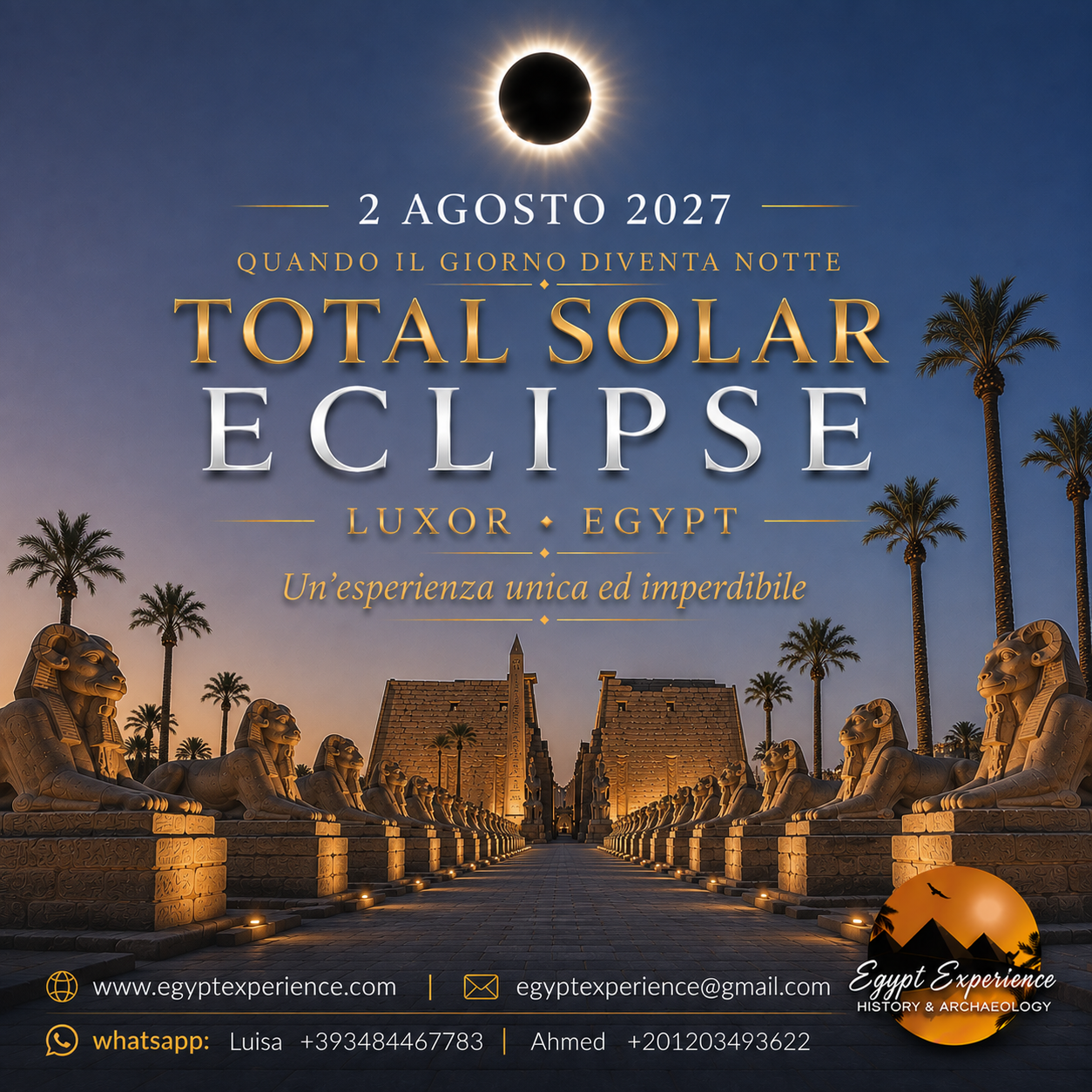 Eclissi solare a LUXOR tempio luxor